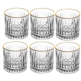 Kit 6 Copos Cristal C/Fio De Ouro Deli