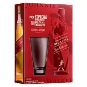 Kit Whisky Johnnie Walker Red Label 750ml + 1 Copo de Vidro